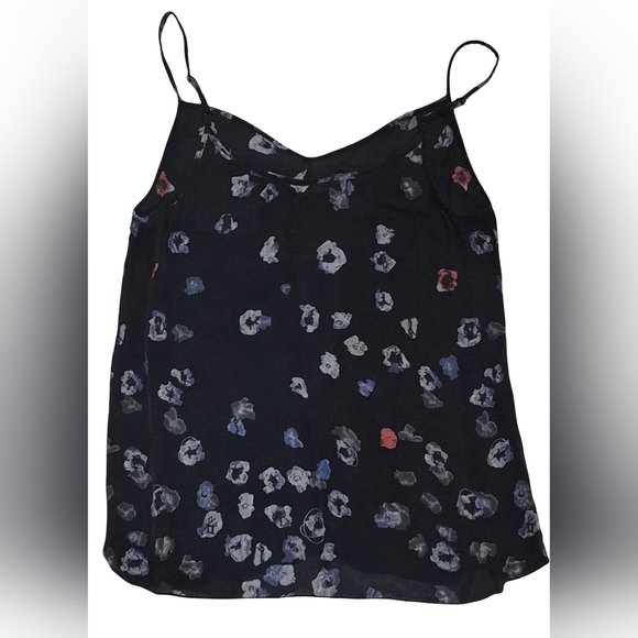 Babaton Black Sleeveless Camisole with Black Floral Design 100% Silk - Picture 2 of 6